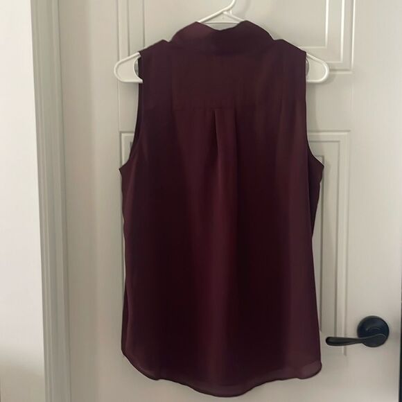 Ann Taylor Burgundy Bow Neck Shell - Picture 4 of 6